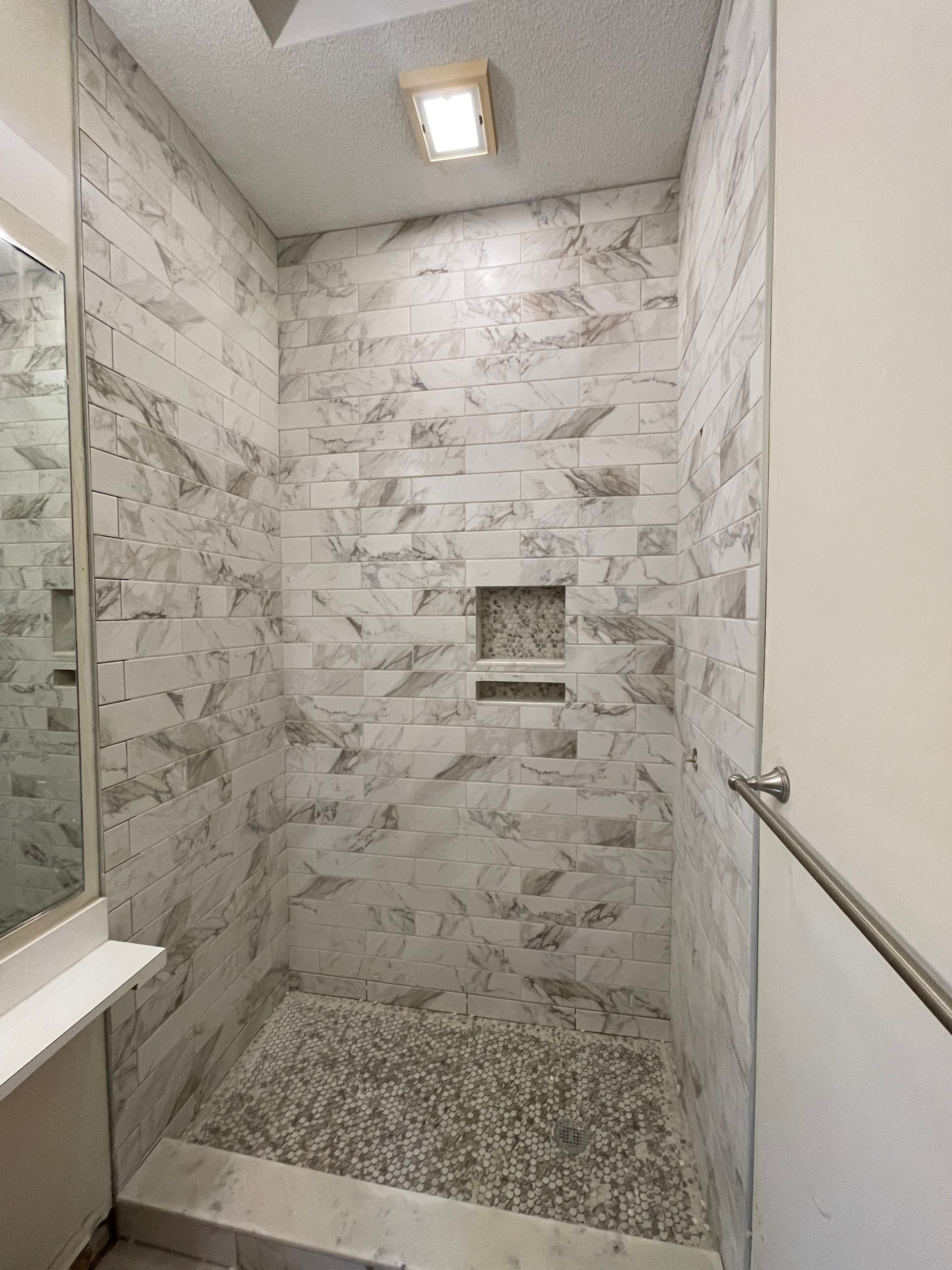 Carrara Marble Walk-In Shower